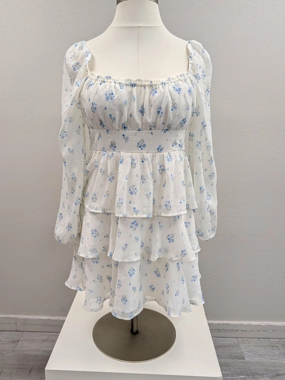 Arula White & Light Blue Alyssa Floral Mini Dress - Size 14/16 (0X)